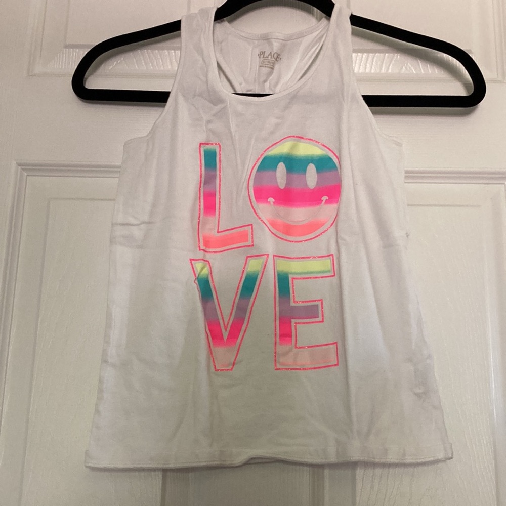 Children’s Place White Twist Back Slogan Tank Top | Size L (10-12) Kids
